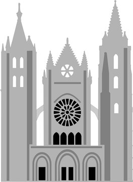 Cathedral of Le&oacute;n (Spain). Main fa&ccedil;ade of the cathedral with its two towers and central nave from the 13th century.