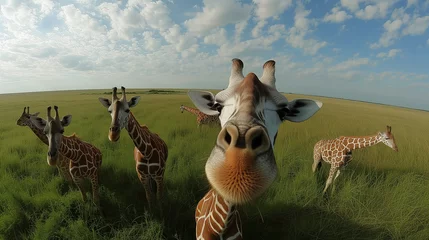 Gardinen Curious giraffes © Mateusz