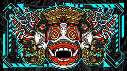 cultural full face mask illustration for your print