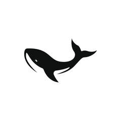 Humpback whale silhouette. Sea mammal animal sign and symbol., white background.