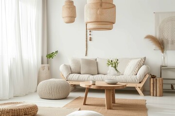 Cozy living room interior Scandinavian style 