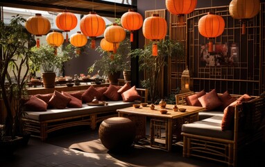 Low Seating Bamboo Charm in Asian Tea Room