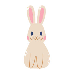 Cute rabbit sitting. Vector flat illustration isolated on white background.