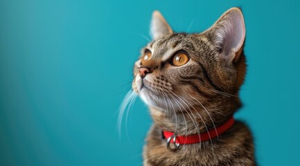 a_cat_with_a_head_collar_in_a_blue_background