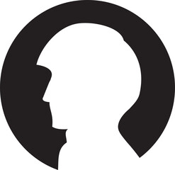 Male Face Silhouette in Circle Illustration