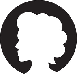 Woman Face Silhouette in Circle Illustration