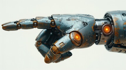 Cyborg hand finger pointing, technology of artificial intelligence. Generative Ai.