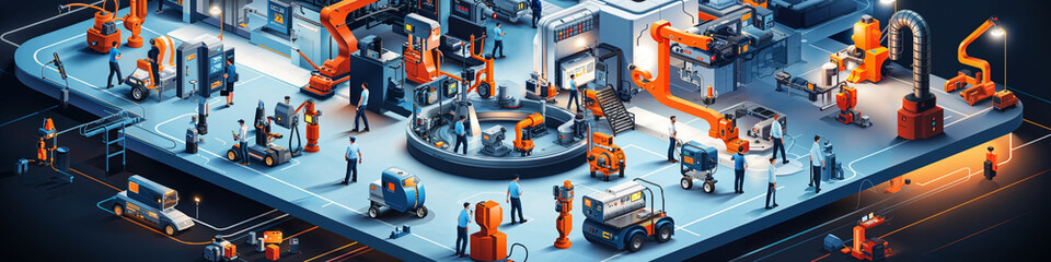 Isometric Illustration of Industry 4.0: The Future of Automation and Innovation