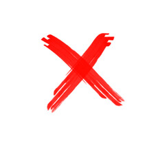 Red Brush Stroke X Sign