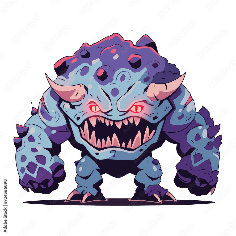 Wall mural Scary monster alien design cartoon. Scary monster ghost game character.