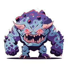 Scary monster alien design cartoon. Scary monster ghost game character.