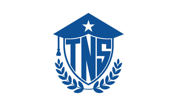 TNS three letter iconic academic logo design vector template. monogram, abstract, school, college, university, graduation cap symbol logo, shield, model, institute, educational, coaching canter, tech