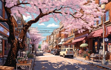 Cherry Blossom Lined Streets Charm