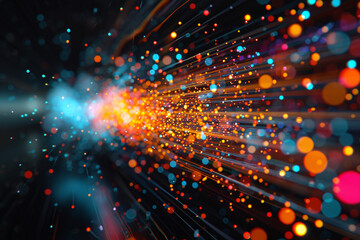 Naklejka premium Bright light particles exploding in a colorful bokeh effect