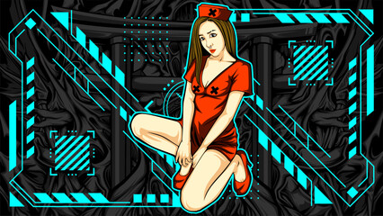 sexy nurse holding syringe vector illustration for your print
