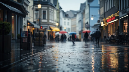 small town low angle at rain created with artificial inteligent