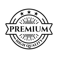 Premium stamp, label or badge. High quality symbol. Vector illustration. 