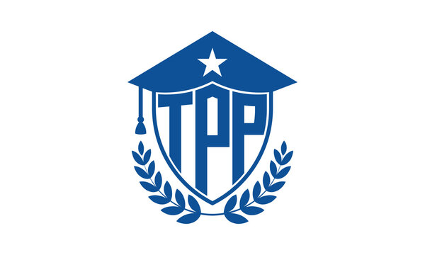 TPP three letter iconic academic logo design vector template. monogram, abstract, school, college, university, graduation cap symbol logo, shield, model, institute, educational, coaching canter, tech