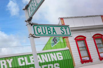 Street name signs at Cuba street Wellington New Zealand.