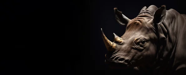 Zelfklevend Fotobehang Rhino in black © Dima Shapovalov