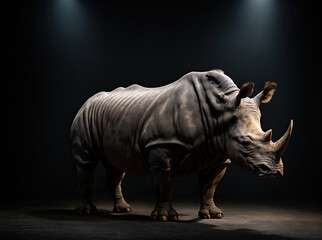 Fototapeta premium Rhino on Black Background