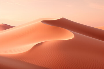 Sand dunes of orange and peach colors against a light sky