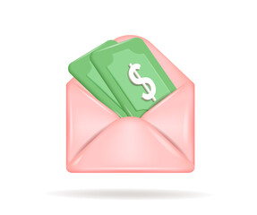 Icon, money icon on a white background.
 Space for copying. 3d vector image, banner.