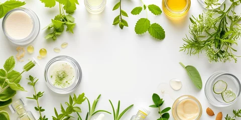 Fotobehang Natural organic cosmetics from plants for skin care. © xartproduction