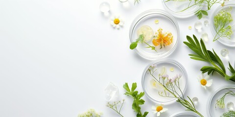 Fototapeta na wymiar Natural organic cosmetics from plants for skin care.
