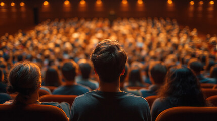 Group of People Sitting in Front of an Auditorium