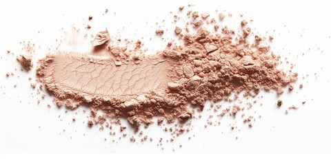 Translucent compact powder texture isolated on white background