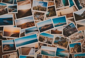 mosaic with pictures depicting different places and landscapes, recreation, travel, resort