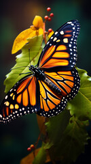 Fototapeta premium Close Up Macro Shot of a Beautiful Orange Butterfly