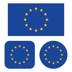 European union flag in rectangle square and circle