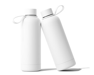 Blank White Sport Hydro Flask Water Bottle Packaging, Portable Bottle Isolated On Transparent Background, Prepared For Mockup, 3D Render.