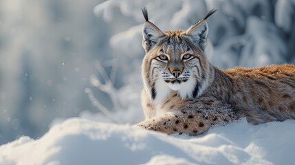 Naklejka na ściany i meble Lynx on snow-covered ground