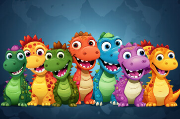 cartoon dragons or dinosaurs characters friends together
