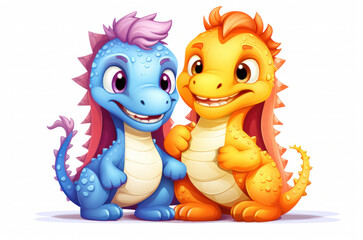 cartoon dragons or dinosaurs characters friends together