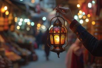 Poster lantern is spherical with detailed metalwork and emits a warm market © Suhardi