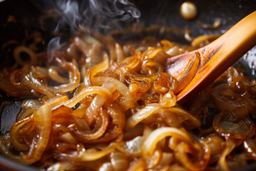 Close-up of caramelized onions