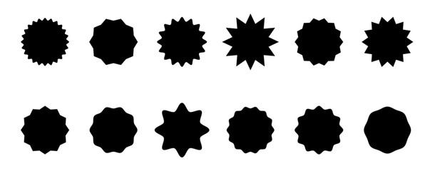 Set of starburst. Price sticker, sale sticker, price tag, starburst, quality mark, retro stars, sale or discount sticker, sunburst badges, sun ray frames, shopping labels