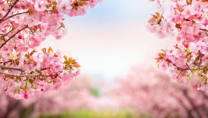 Fototapeta premium Peach Blossom wallpaper, empty space in the middle, dreamy look