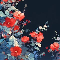 Blue flowes background HD generated ai