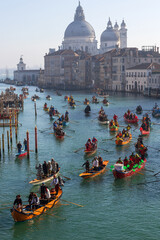 Opening of Venetian Carnival on Gran Canal - Venice, Italy 2024