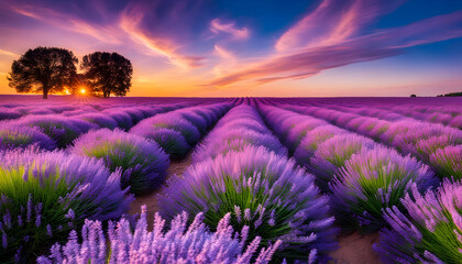 lavender field at sunrise
