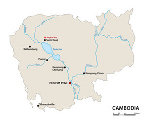 Simple overview map of the Kingdom of Cambodia