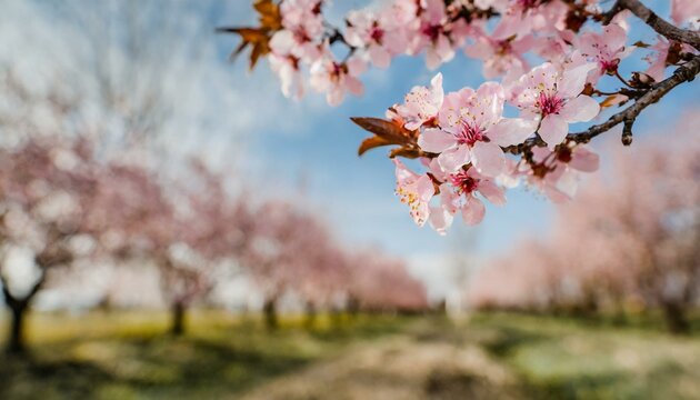Beautiful nature scenes with blooming trees and sun flares.