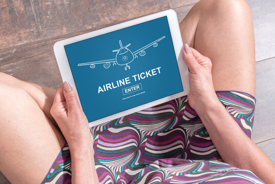 Airline ticket concept on a tablet