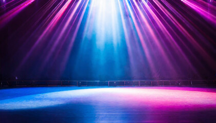Modern dance stage with blue and purple light background with spotlight illuminated for modern...