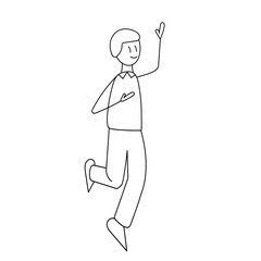 man rejoices and jumps, simple stick figure vector